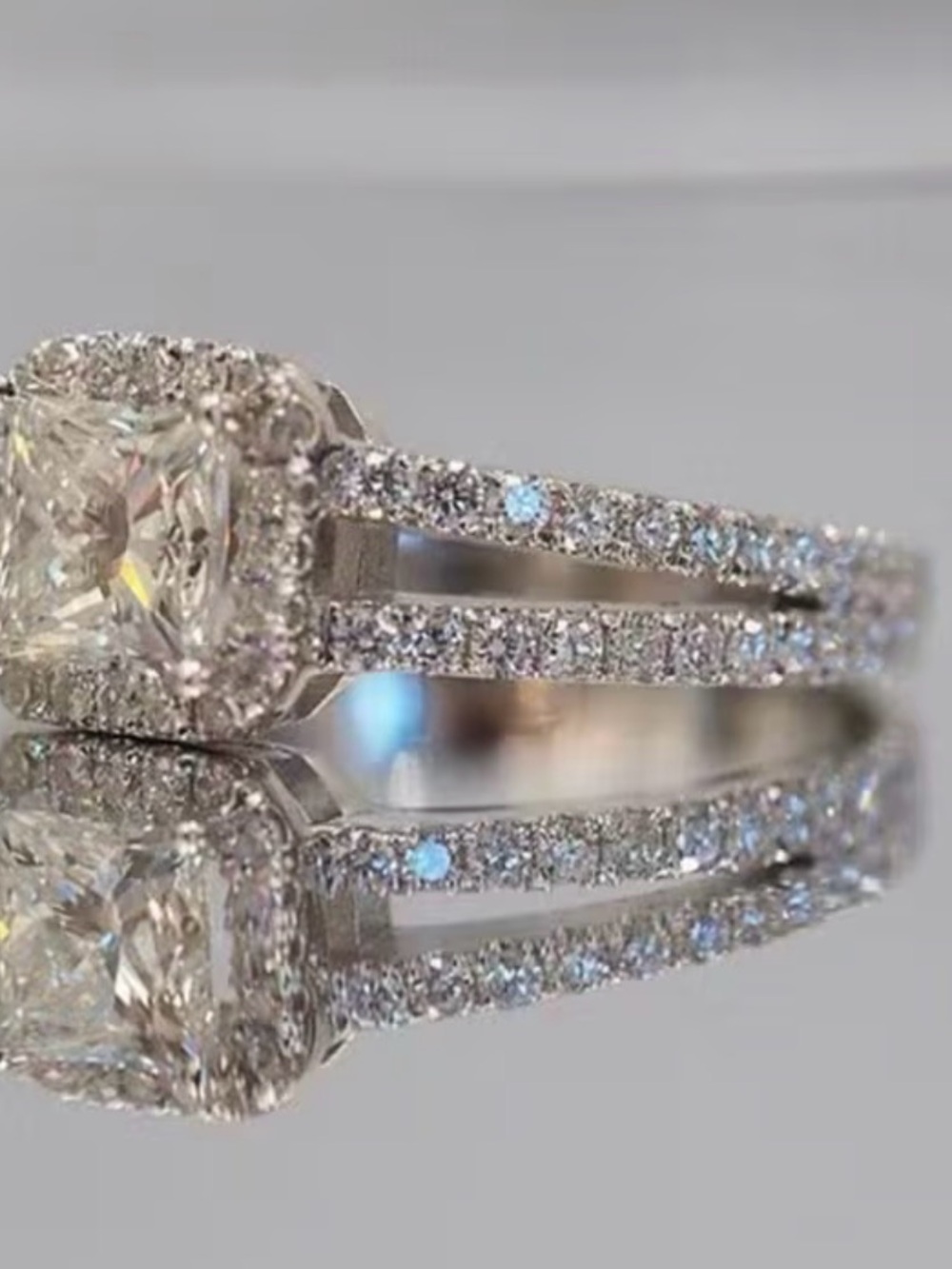 White Gold Diamond Halo Engagement Ring - White